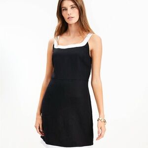 NWT LOFT Linen Blend Tank Dress in Black and White Size 4